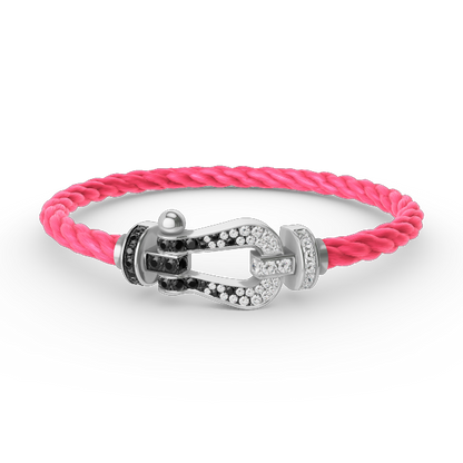 ¡®Lume Jewelry¡¯FORCE LARGE HORSESHOE BLACK WHITE DIAMOND BRACELET SILVER