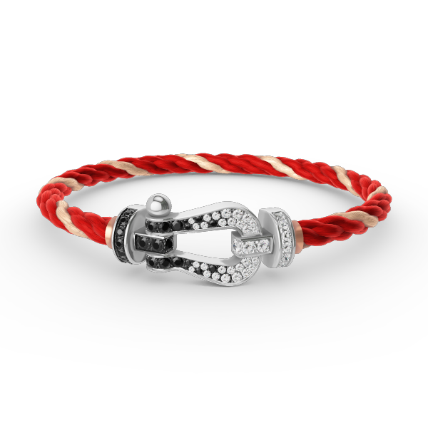 ¡®Lume Jewelry¡¯FORCE LARGE HORSESHOE BLACK WHITE DIAMOND BRACELET SILVER