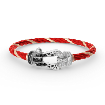 ¡®Lume Jewelry¡¯FORCE LARGE HORSESHOE BLACK WHITE DIAMOND BRACELET SILVER