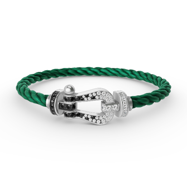 ¡®Lume Jewelry¡¯FORCE LARGE HORSESHOE BLACK WHITE DIAMOND BRACELET SILVER