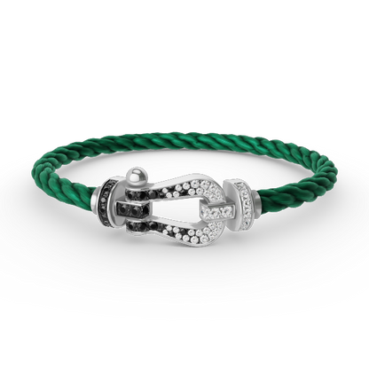 ¡®Lume Jewelry¡¯FORCE LARGE HORSESHOE BLACK WHITE DIAMOND BRACELET SILVER