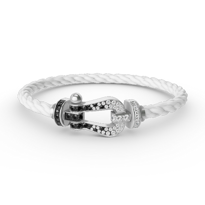 ¡®Lume Jewelry¡¯FORCE LARGE HORSESHOE BLACK WHITE DIAMOND BRACELET SILVER