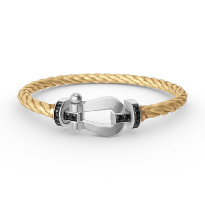 ¡®Lume Jewelry¡¯FORCE LARGE HORSESHOE BLACK DIAMOND BRACELET SILVER