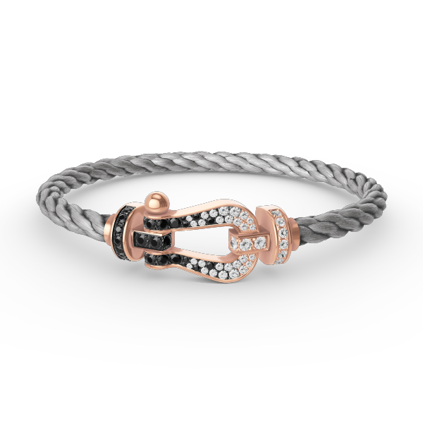 ¡®Lume Jewelry¡¯FORCE LARGE HORSESHOE BLACK WHITE DIAMOND BRACELET ROSE GOLD