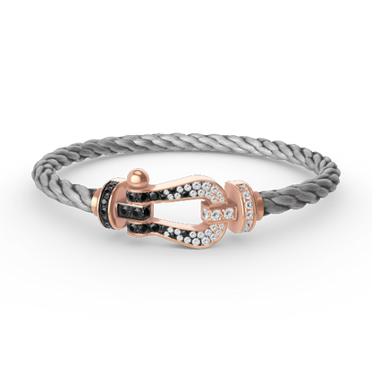 ¡®Lume Jewelry¡¯FORCE LARGE HORSESHOE BLACK WHITE DIAMOND BRACELET ROSE GOLD