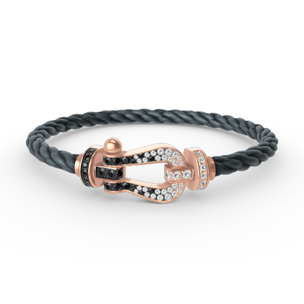 ¡®Lume Jewelry¡¯FORCE LARGE HORSESHOE BLACK WHITE DIAMOND BRACELET ROSE GOLD
