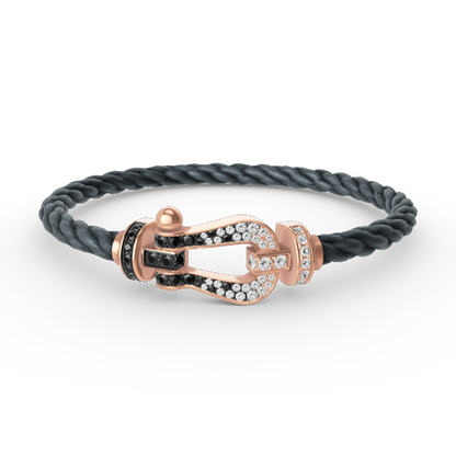 ¡®Lume Jewelry¡¯FORCE LARGE HORSESHOE BLACK WHITE DIAMOND BRACELET ROSE GOLD