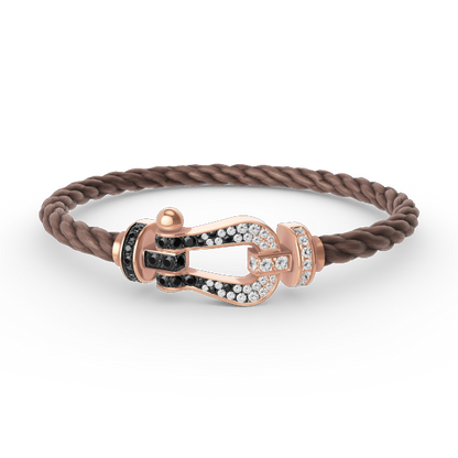 ¡®Lume Jewelry¡¯FORCE LARGE HORSESHOE BLACK WHITE DIAMOND BRACELET ROSE GOLD