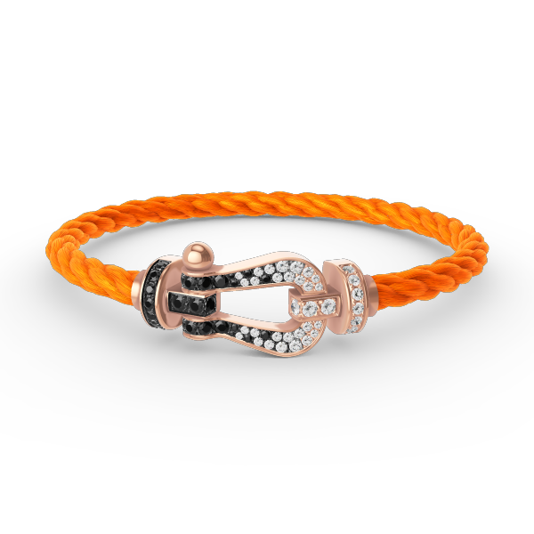 ¡®Lume Jewelry¡¯FORCE LARGE HORSESHOE BLACK WHITE DIAMOND BRACELET ROSE GOLD