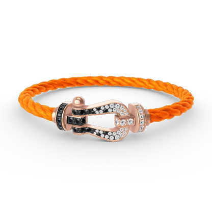 ¡®Lume Jewelry¡¯FORCE LARGE HORSESHOE BLACK WHITE DIAMOND BRACELET ROSE GOLD