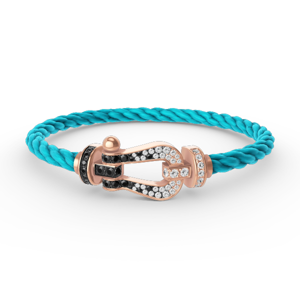 ¡®Lume Jewelry¡¯FORCE LARGE HORSESHOE BLACK WHITE DIAMOND BRACELET ROSE GOLD