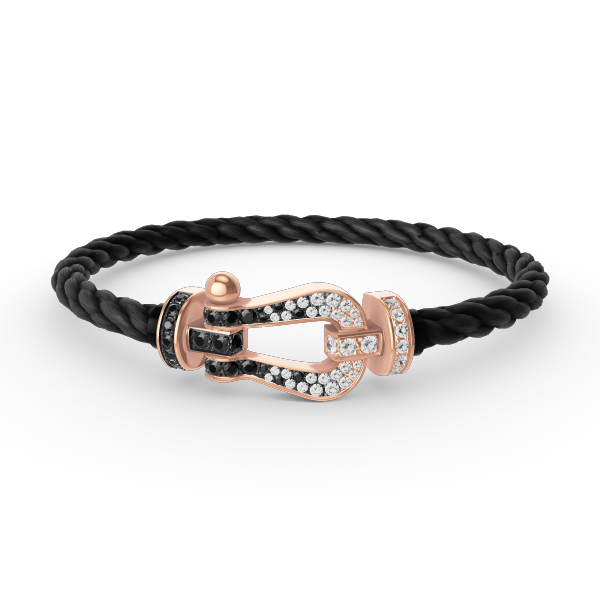 ¡®Lume Jewelry¡¯FORCE LARGE HORSESHOE BLACK WHITE DIAMOND BRACELET ROSE GOLD