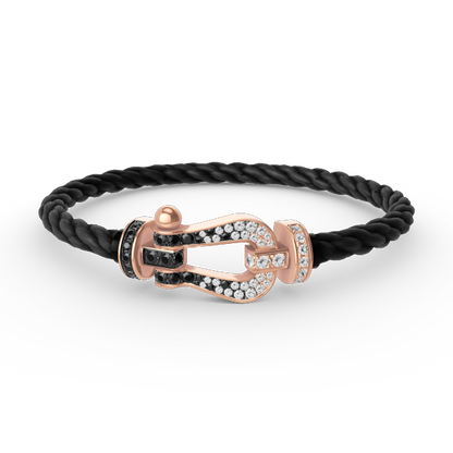 ¡®Lume Jewelry¡¯FORCE LARGE HORSESHOE BLACK WHITE DIAMOND BRACELET ROSE GOLD