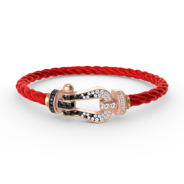 ¡®Lume Jewelry¡¯FORCE LARGE HORSESHOE BLACK WHITE DIAMOND BRACELET ROSE GOLD