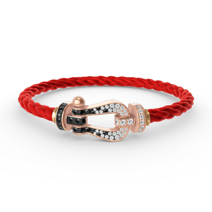 ¡®Lume Jewelry¡¯FORCE LARGE HORSESHOE BLACK WHITE DIAMOND BRACELET ROSE GOLD