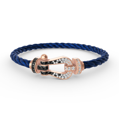 ¡®Lume Jewelry¡¯FORCE LARGE HORSESHOE BLACK WHITE DIAMOND BRACELET ROSE GOLD