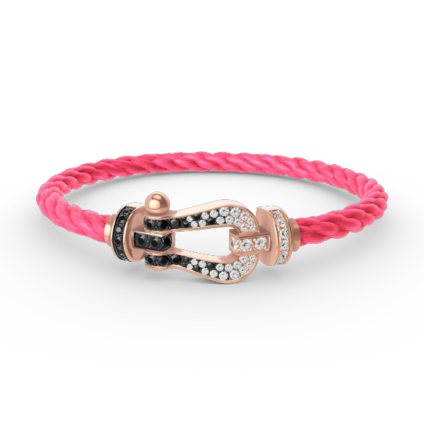 ¡®Lume Jewelry¡¯FORCE LARGE HORSESHOE BLACK WHITE DIAMOND BRACELET ROSE GOLD