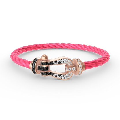¡®Lume Jewelry¡¯FORCE LARGE HORSESHOE BLACK WHITE DIAMOND BRACELET ROSE GOLD