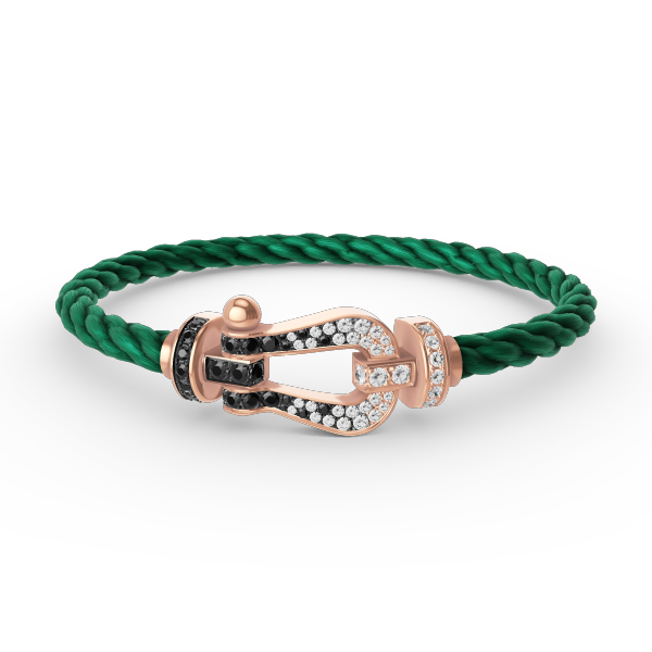 ¡®Lume Jewelry¡¯FORCE LARGE HORSESHOE BLACK WHITE DIAMOND BRACELET ROSE GOLD