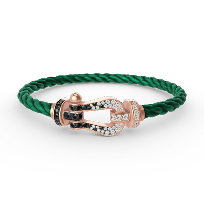 ¡®Lume Jewelry¡¯FORCE LARGE HORSESHOE BLACK WHITE DIAMOND BRACELET ROSE GOLD