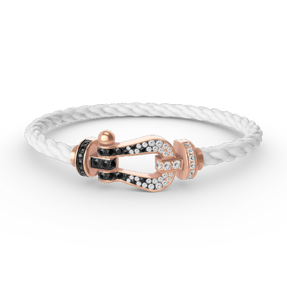¡®Lume Jewelry¡¯FORCE LARGE HORSESHOE BLACK WHITE DIAMOND BRACELET ROSE GOLD