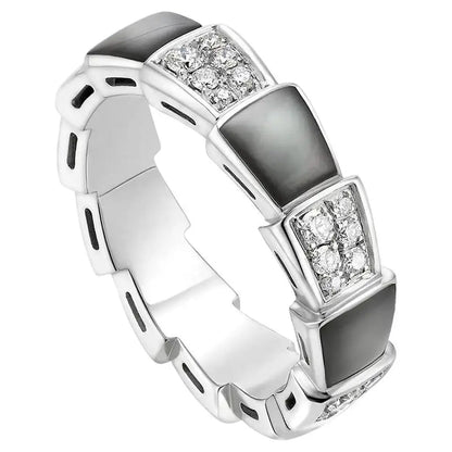 [Lume Jewelry]SERPENTI RING SILVER DIAMOND BLACK MOP 4MM