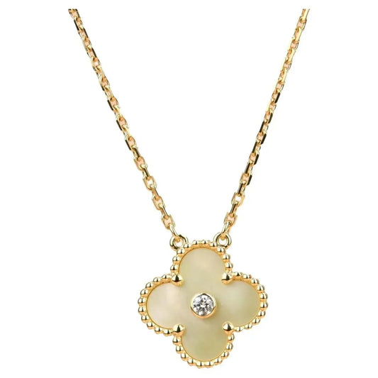 ¡®Lume Jewelry¡¯CLOVER 15MM DIAMOND GOLD MOTHER OF PEARL NECKLACE