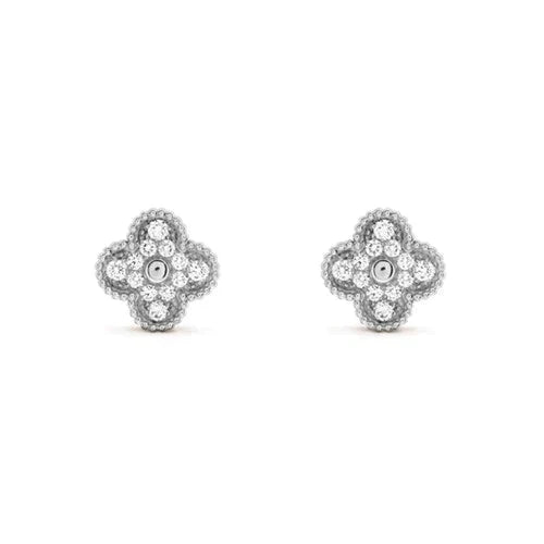 ¡®Lume Jewelry¡¯CLOVER 1 MOTIFS DIAMOND STUD EARRINGS SILVER