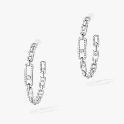 [Lume Jewelry]Move Link Diamond Hoop Earrings