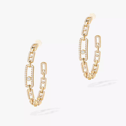 [Lume Jewelry]Move Link Diamond Hoop Earrings