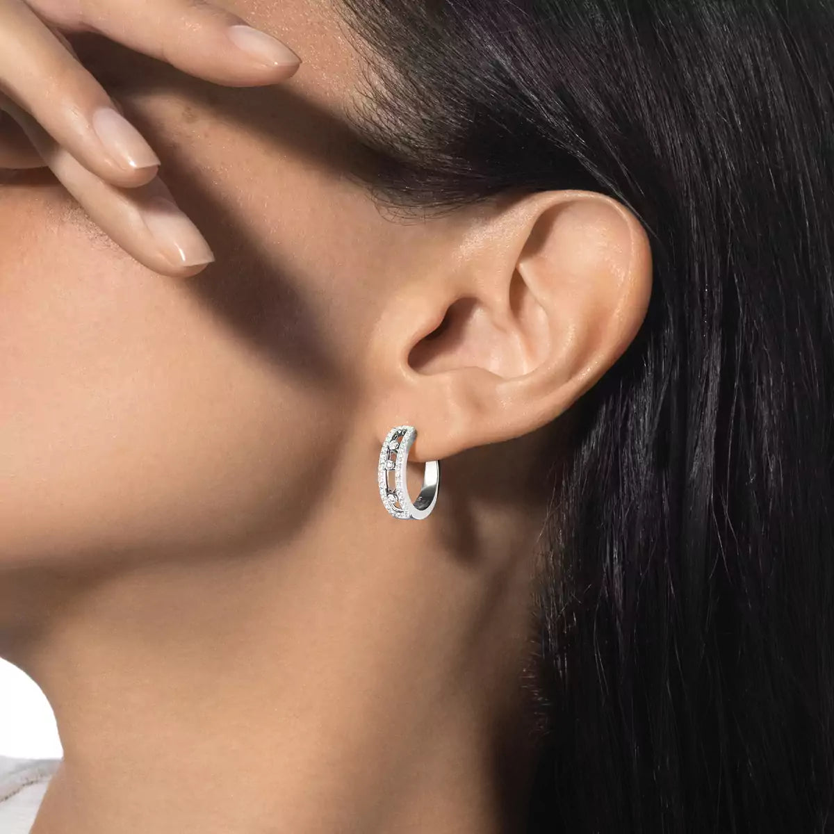[Lume Jewelry]Diamond Pave_ Hoop Earrings Move