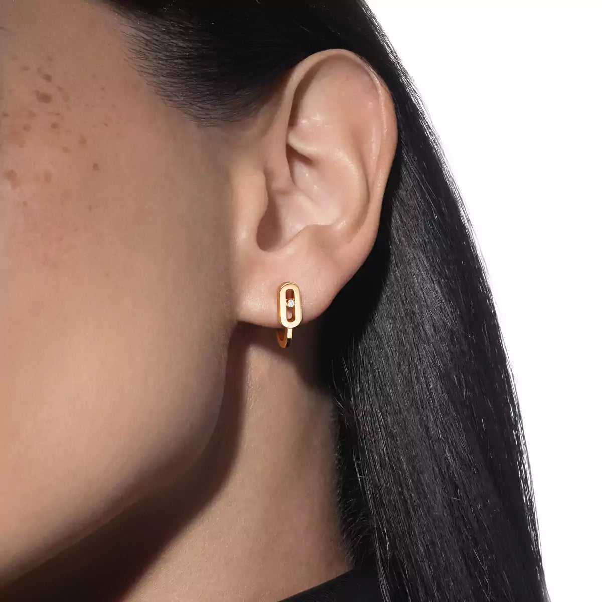 [Lume Jewelry]Diamond Mini Hoop Earrings Move Classique