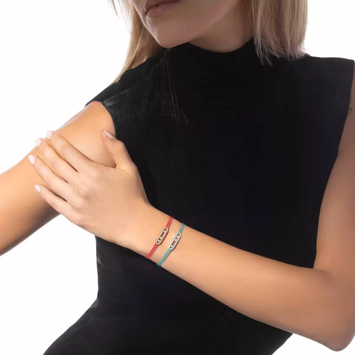 [Lume Jewelry]Care(Medium-3.5mm) pink cord pavé bracelet