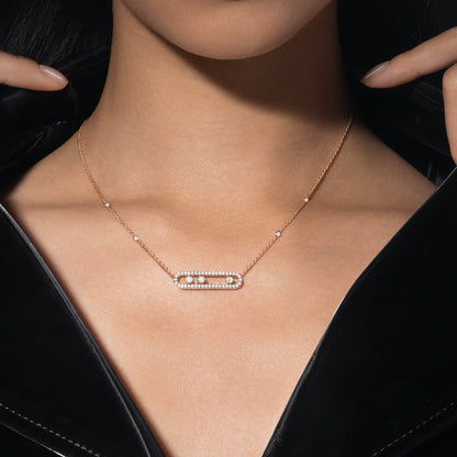 [Lume Jewelry] Move Pave_ Rose Gold Diamond Necklace