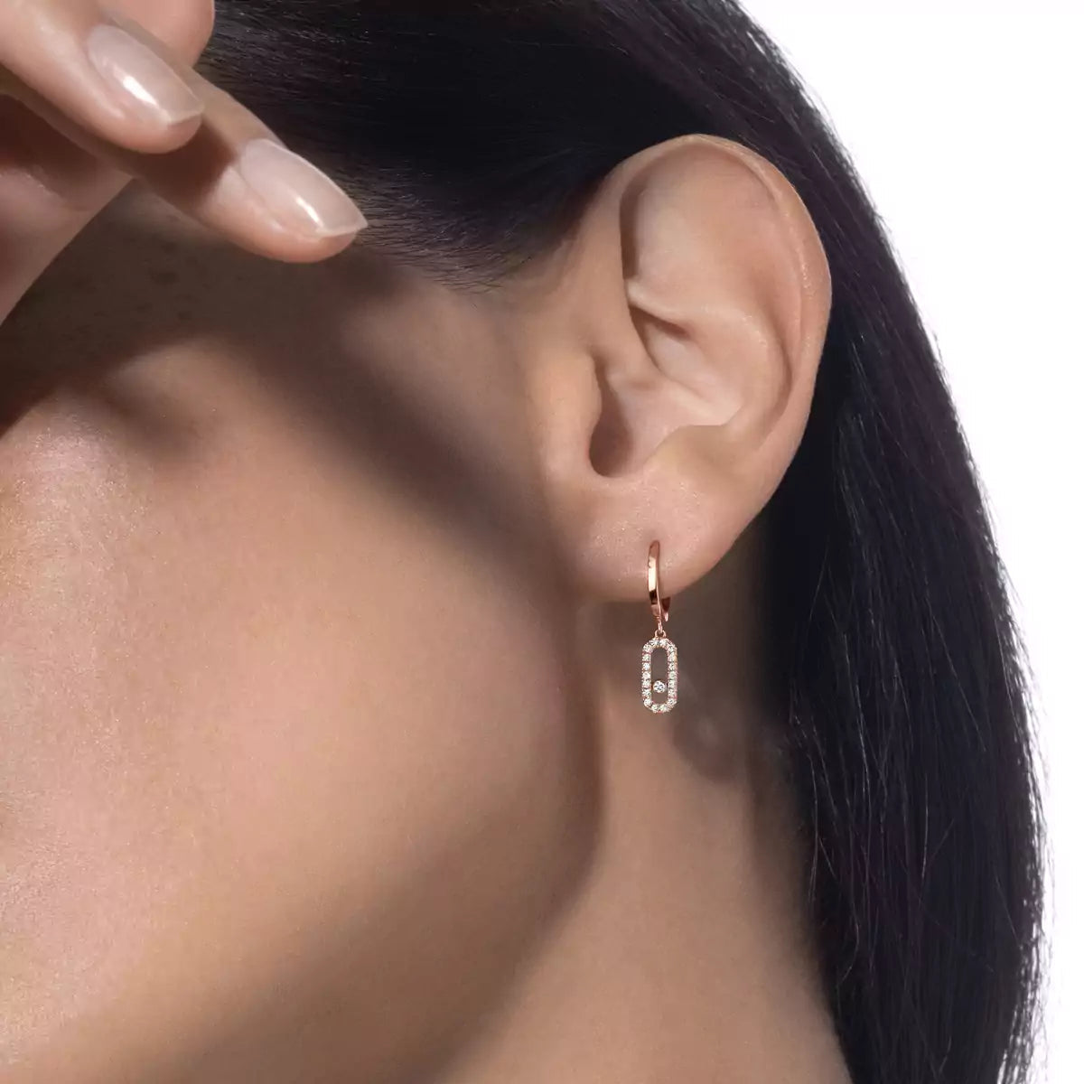 [Lume Jewelry]Move Uno Single Diamond Hoop Earring