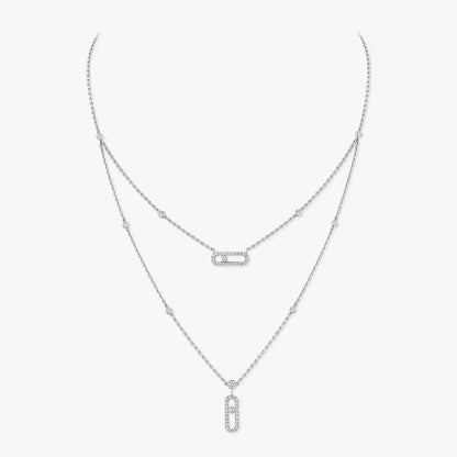 [Lume Jewelry]2 Rows Rose Gold Diamond Pave_ Necklace Move Uno
