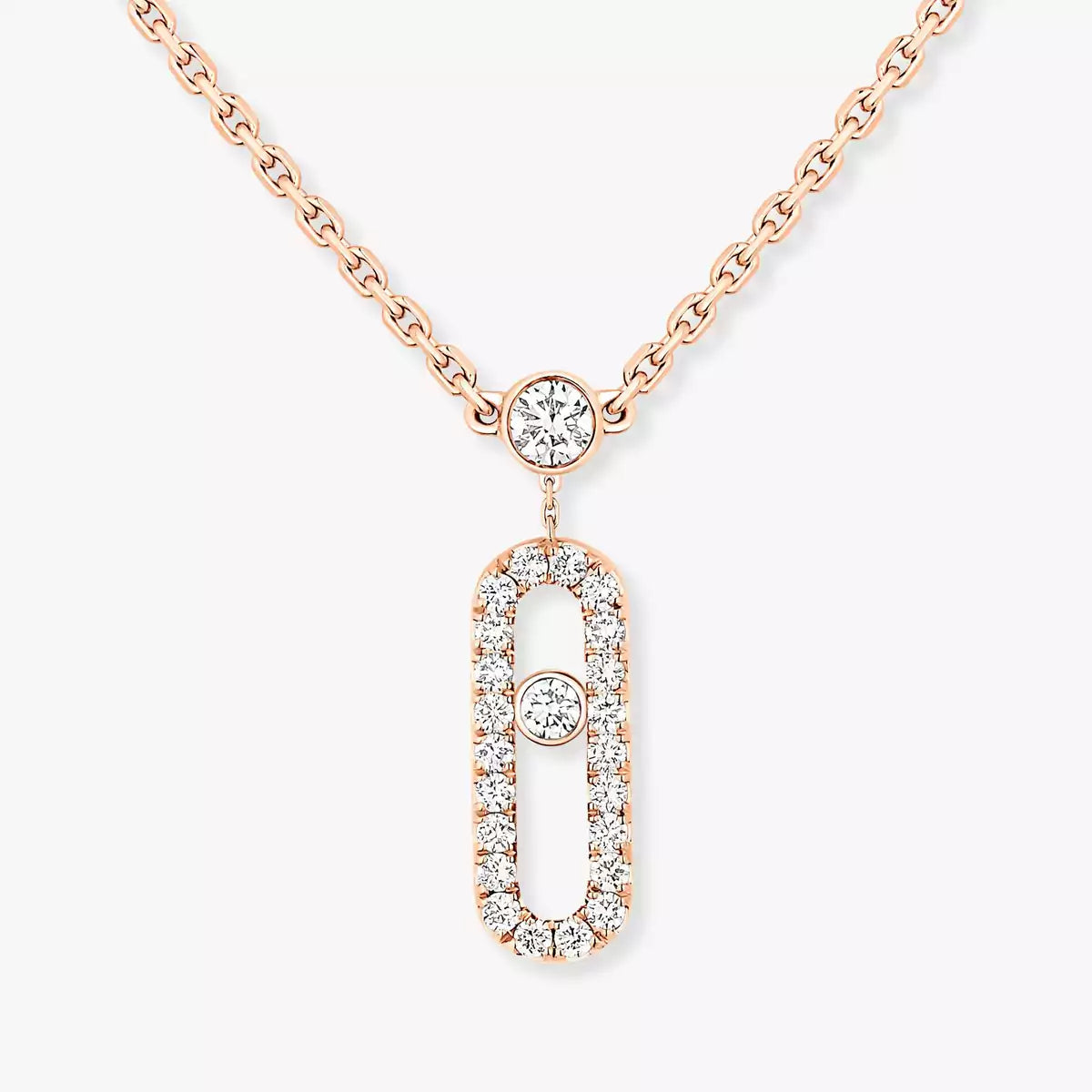 [Lume Jewelry]2 Rows Rose Gold Diamond Pave_ Necklace Move Uno