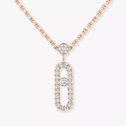 [Lume Jewelry]2 Rows Rose Gold Diamond Pave_ Necklace Move Uno