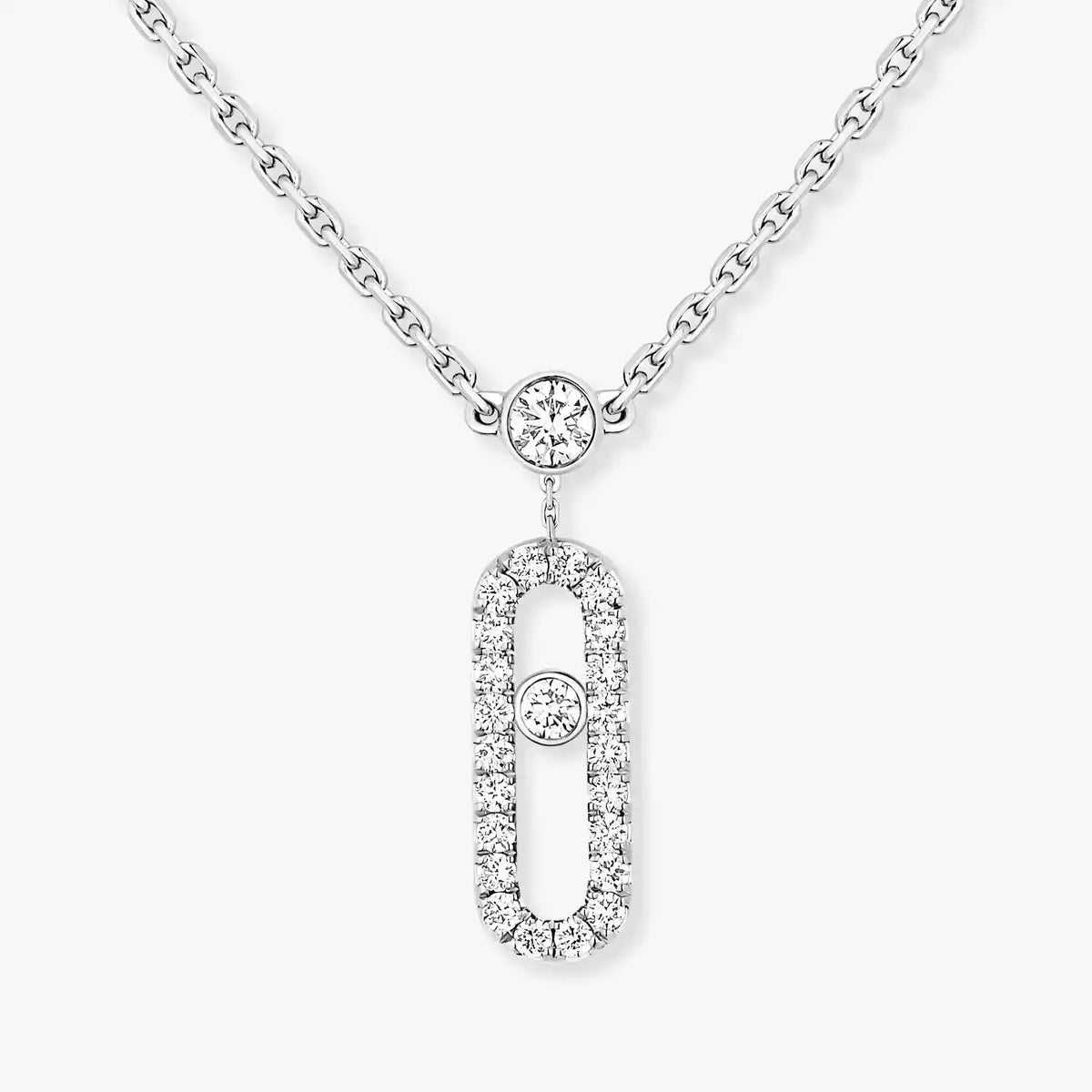 [Lume Jewelry]2 Rows Rose Gold Diamond Pave_ Necklace Move Uno