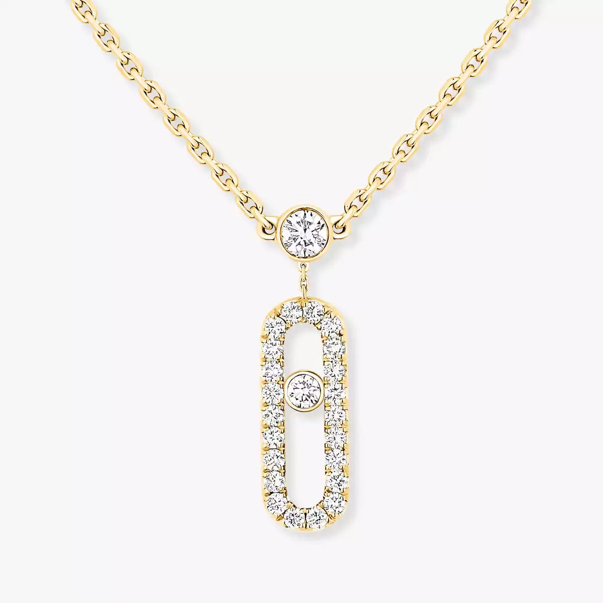 [Lume Jewelry]2 Rows Rose Gold Diamond Pave_ Necklace Move Uno