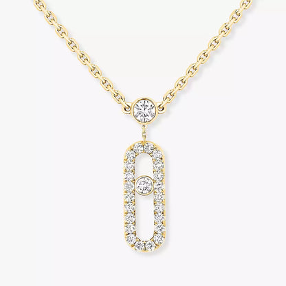 [Lume Jewelry]2 Rows Rose Gold Diamond Pave_ Necklace Move Uno
