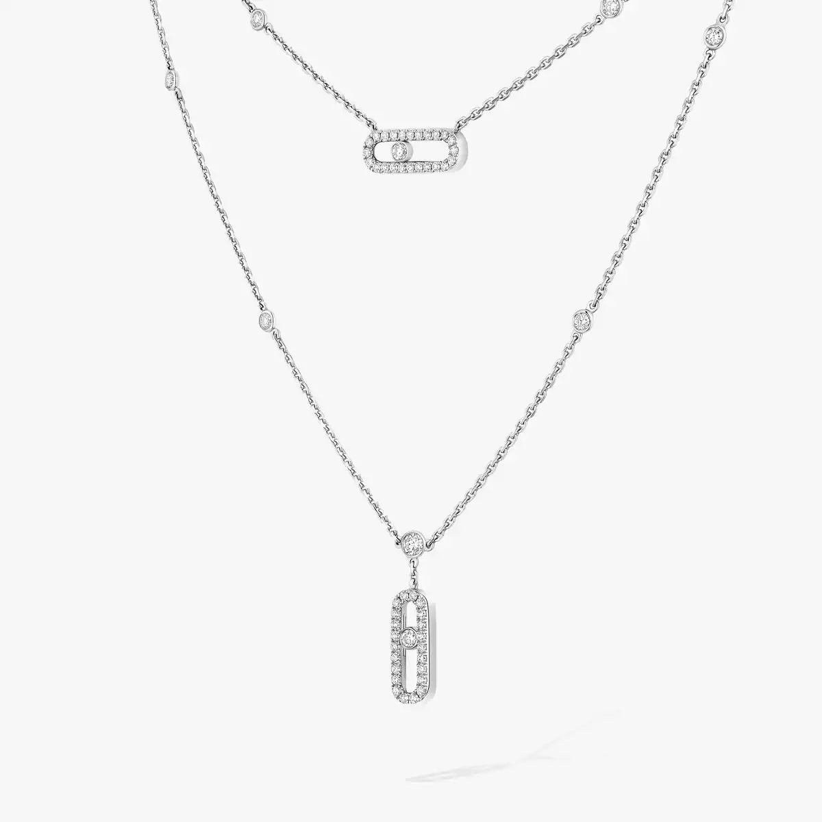 [Lume Jewelry]2 Rows Rose Gold Diamond Pave_ Necklace Move Uno