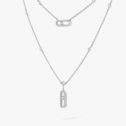 [Lume Jewelry]2 Rows Rose Gold Diamond Pave_ Necklace Move Uno