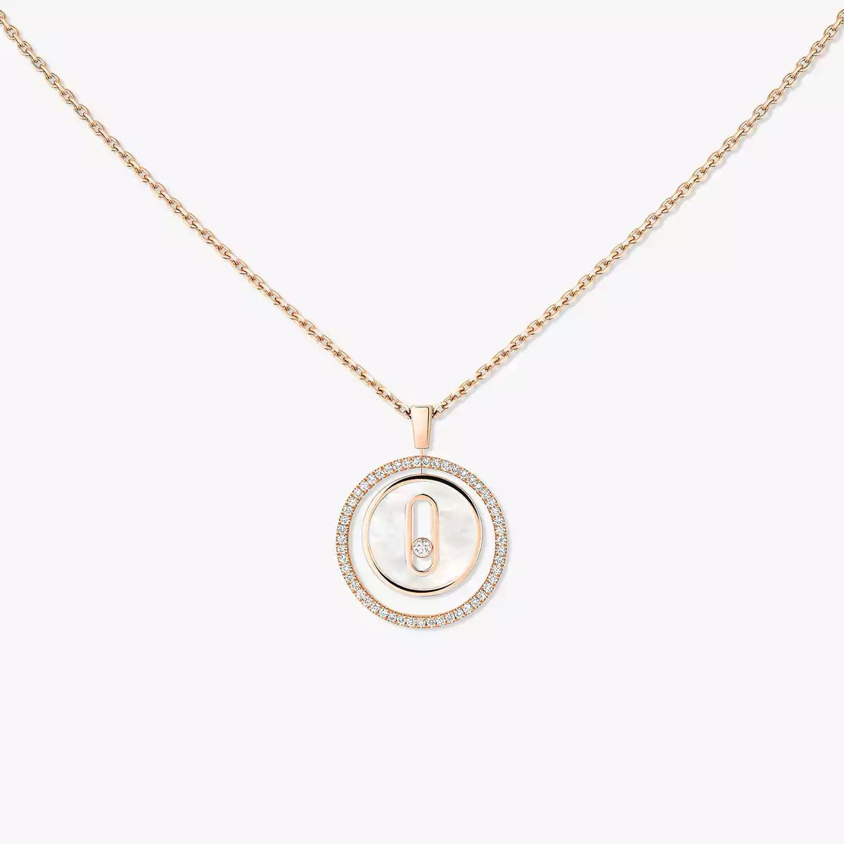 [Lume Jewelry]Lucky Move Diamond Necklace in Rose Gold and White Mother-of-Pearl