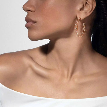 [Lume Jewelry]Move Link Diamond Hoop Earrings
