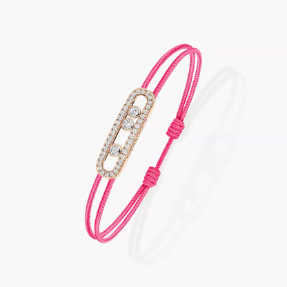 [Lume Jewelry]Care(Medium-3.5mm) pink cord pavé bracelet