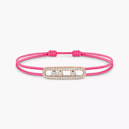 [Lume Jewelry]Care(Medium-3.5mm) pink cord pavé bracelet