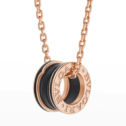 [Lume Jewelry]ZERO 1 BLACK CERAMIC PINK GOLD NECKLACE