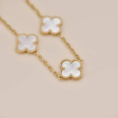 [Lume Jewelry]New CLOVER WHITE PEARL MOP 5 MOTIF BRACELET COLLECTION
