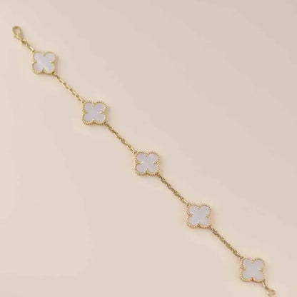 [Lume Jewelry]New CLOVER WHITE PEARL MOP 5 MOTIF BRACELET COLLECTION